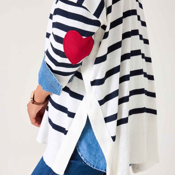 Mersea Amour Sweater One Size OS Navy Stripe Heart - Picture 8 of 9